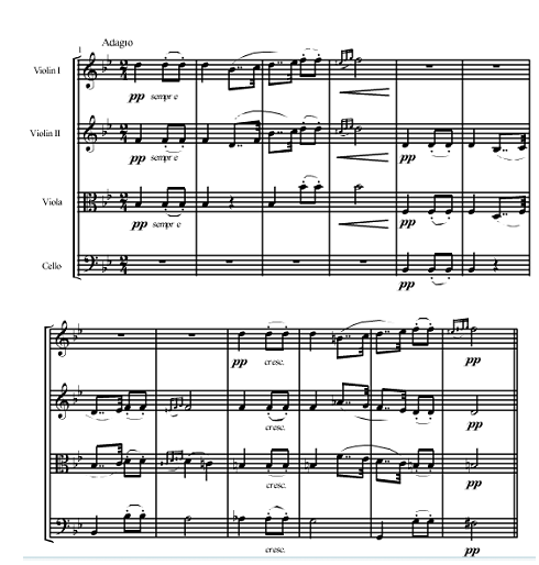 作品谱例 贝多芬弦乐四重奏,经过音,作品实例