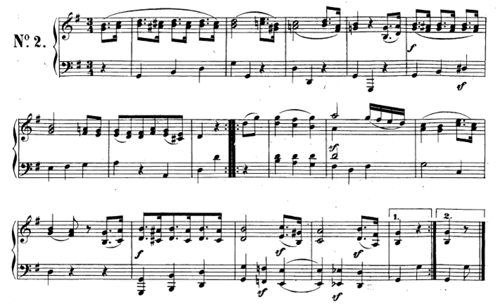 作品谱例 贝多芬小步舞曲 1，辅助音，作品实例